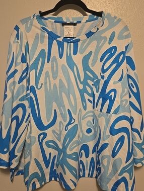 Marina Rinaldi x Sara Battaglia Bessica T-Shirt Blue White XL NWT